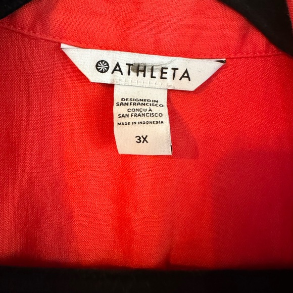 Athleta Playa TieCoral 100% Linen Blouse 3X, NWT - Picture 6 of 10